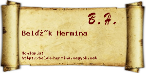 Belák Hermina névjegykártya